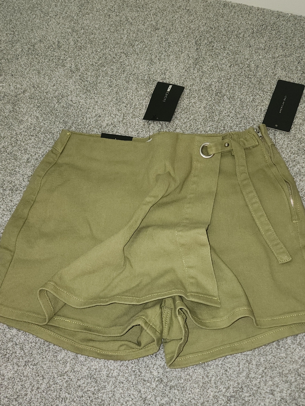 Olive Green Women's Belted Wrap Skort